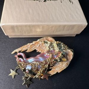 Vintage Kirks Folly Enamel Cherub Angel Pin Brooch